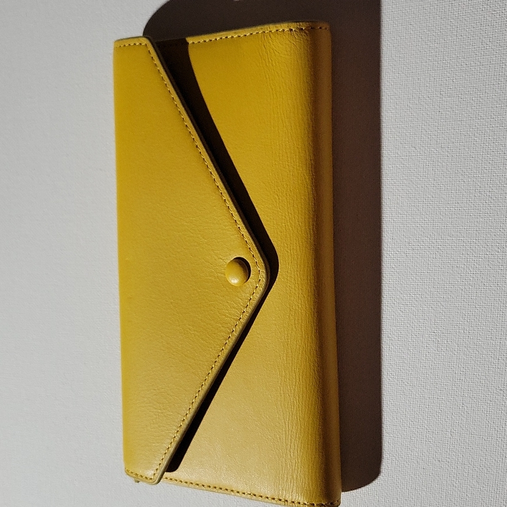 Cole Haan Mustard Yellow Leather Envelope Wallet